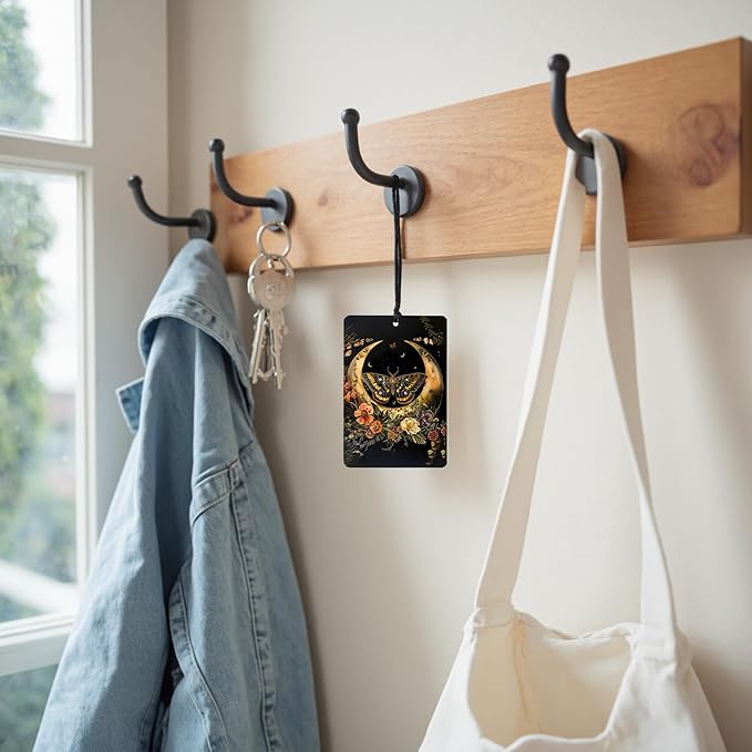 Vintage Dark Floral Witchy Moth Moon Butterfly Car Air Freshener 3 Pcs, Dark Cottagecore Botanical Hanging Air Freshener for Cars Closet Drawer Books, Gothic Flower Car Accessories for Women