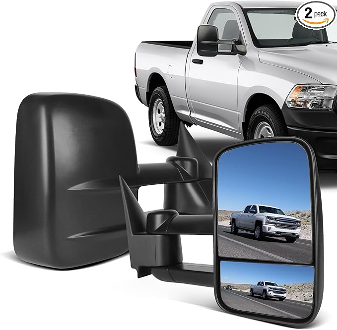 ECCPP Towing Mirrors for 1999-2006 Chevy Silverado GMC Sierra Pickup all models Black Manual Telescoping Pair Mirrors