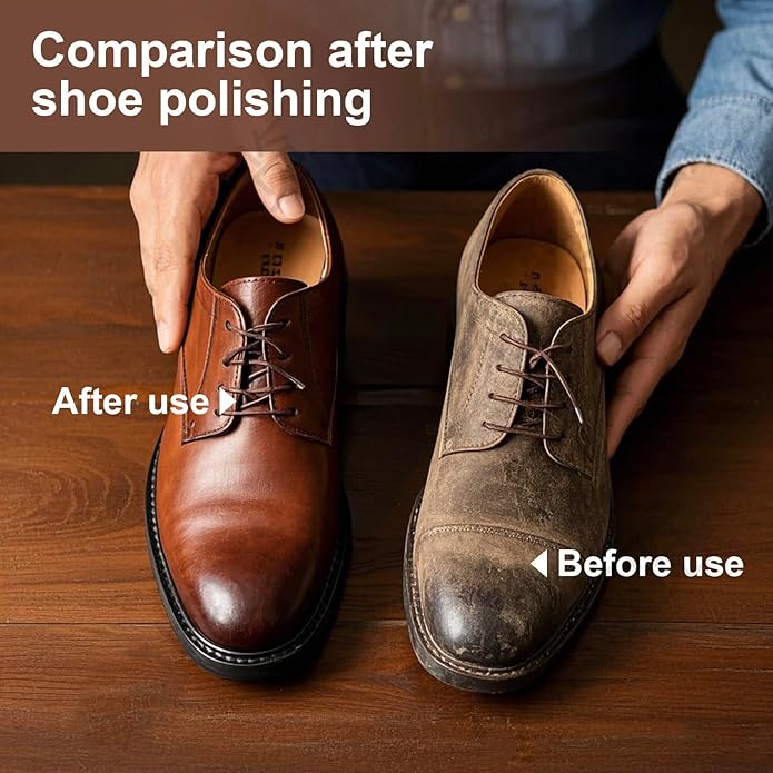 10 PCS Leather Boot Care Kit - Horsehair Brushes,Saddle Soap,Waterproofing Wax,Mink Oil Conditioner,Polishing Cloth,Microfiber cloth,Shoe Shine Cleaning Kit Gift for Men Cowboy Husband Dad ﻿