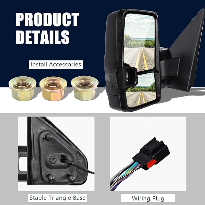 AERDM Towing Mirrors Compatible with Ford F150 2004 2005 2006 2007 2008 2009 2010 2011 12 13 2014 Power Heated with Smoke Signal and Puddle Light Tow Mirrors Pair set Pickup Truck Tow Mirrors Pair set