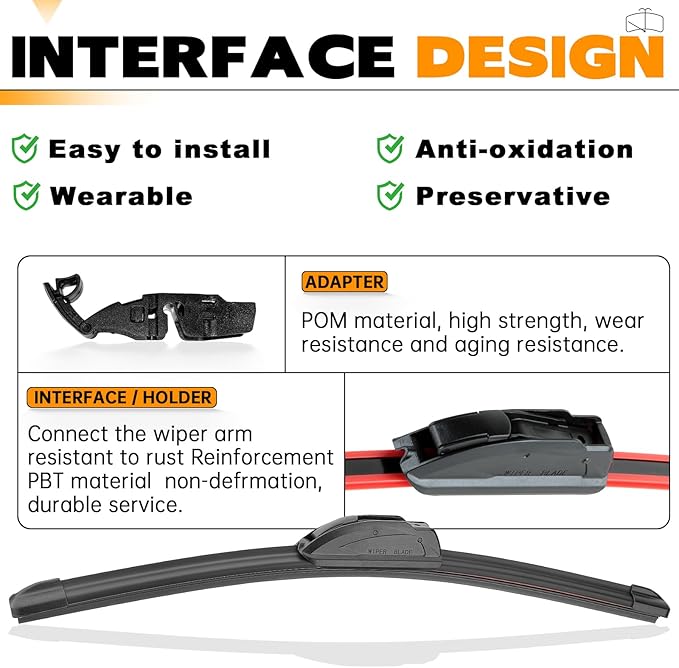 AUTOBOO 28" and 17" Windshield Wipers Blades (Pack Of 2),OEM Quality Premium All-Seasons Wiper blades,Stable and Quiet Armor wiper blades