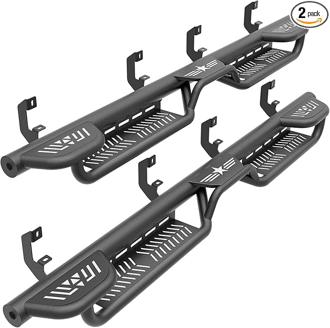 Three Raised Steps Running Boards Compatible with 2019-2025 Chevy Silverado & GMC Sierra 1500, 2020-2025 Chevrolet Silverado/Sierra 2500 3500 HD Crew Cab Side Step (Excl 2019 1500 LD/Limited)