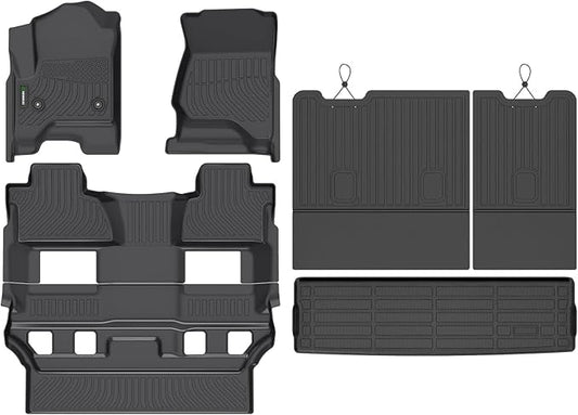 ANBINGO®Floor Mats Fit for Chevy Tahoe/GMC Yukon 2015-2020(Bucket Seat / 7 Seat)(Not for XL)&Cargo Liners&Seatback All Weather Mats for Tahoe TPE Car Rugs for Yukon Rubber Trunk Carpet for Tahoe