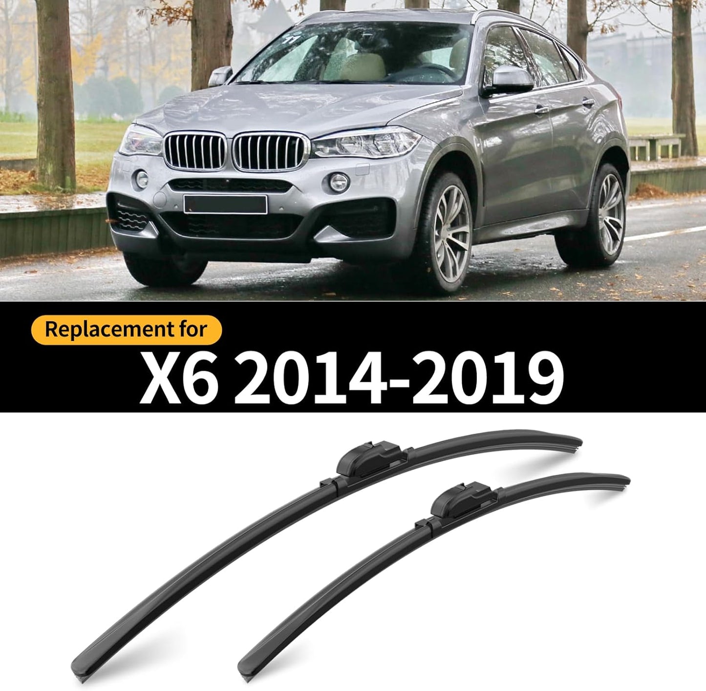 Replacement for BMW X6 2014-2019 Windshield Wiper Blades, 3 Pieces of Car Front and Rear Window Wiper Blades for BMW X6 2014 2015 2016 2017 2018 2019