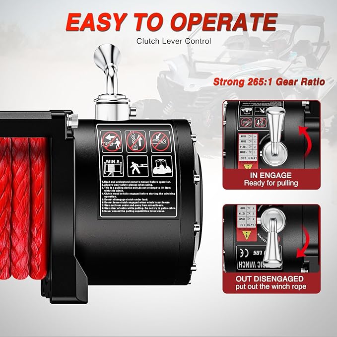 Nilight 12V Electric Winch 13000lbs ATV Trailer Winches with Synthetic Rope Fairlead Wired Handle & Infrared Remote Waterproof Winch for Truck Offroad