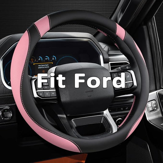 West Llama Customized Auto Car Steering Wheel Cover for Ford F-150, F-250, F-350, Expedition (Black+Pink)