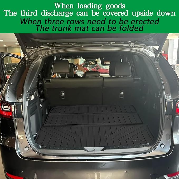 Large Cargo Liners Custom Fit for 2024 2025 Mazda CX90, Foldable Trunk Mat for 2024 Mazda CX-90, TPE All Weather Waterproof Rear Cargo Mat Easy to Clean-Black