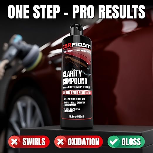 Clarity Compound - Polishing & Cutting Compound for Cars with ClarityFusion Technology - One Step Scratch Remover for Clear Coat & Paint Restoration - Removes Scratches, Swirls & Oxidation - 16 oz