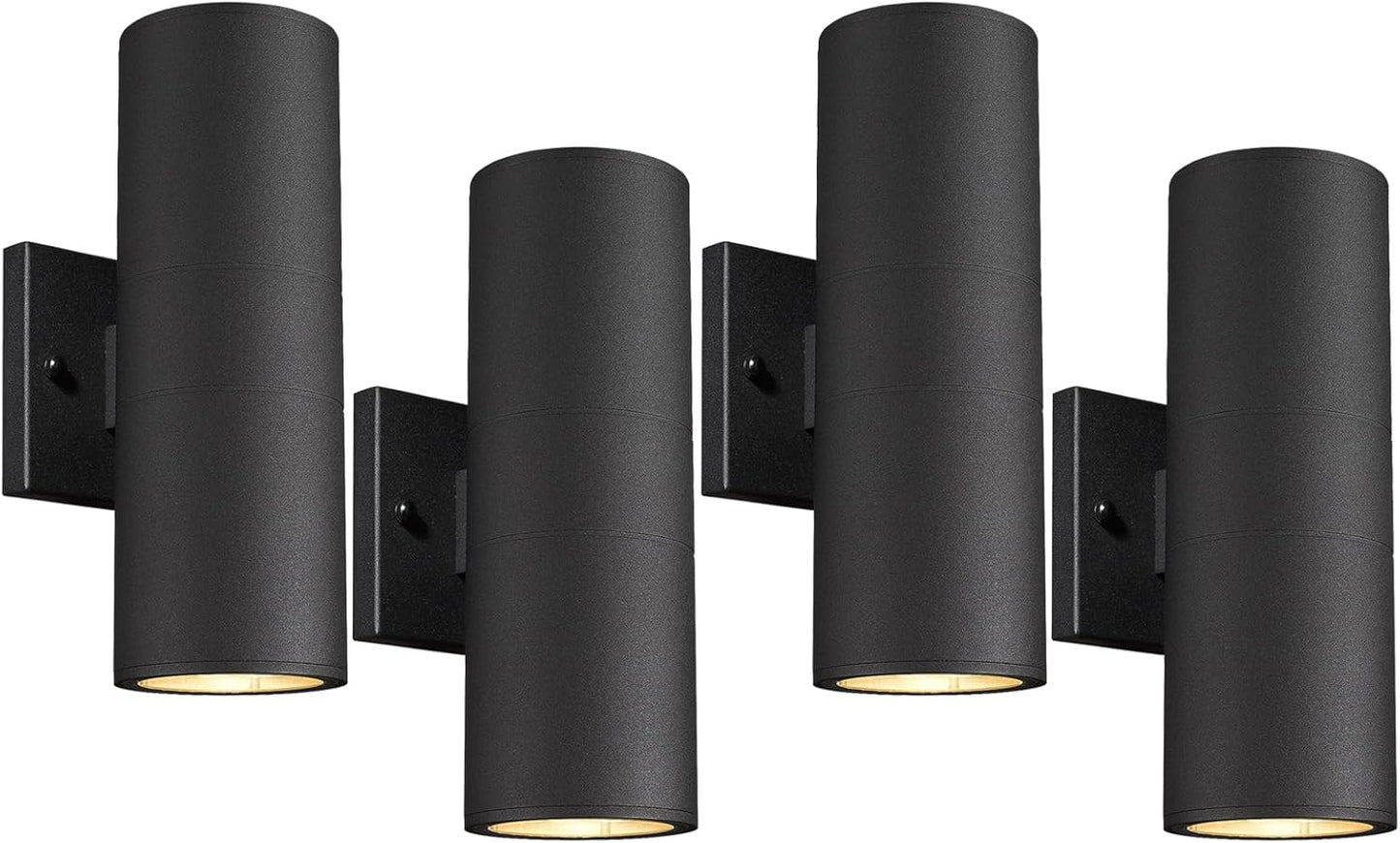 Ken & Ricky Outdoor Light Fixture, Modern Outdoor Sconce Wall Lights, Cylinder Exterior Lighting Fixtures with Tempered Glass Cover for House Porch Garage Patio Doorway Entryway -4Pack