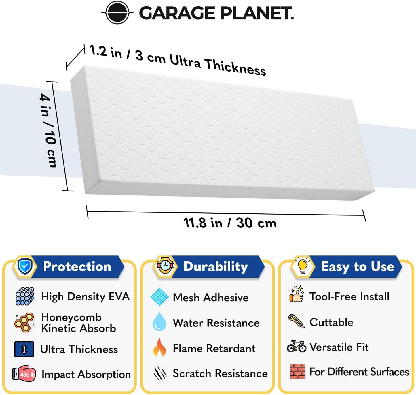 WP01 Garage Wall Protector Car Door Protector, Tool-Free, Designed in Australia (White, 2 Pack)