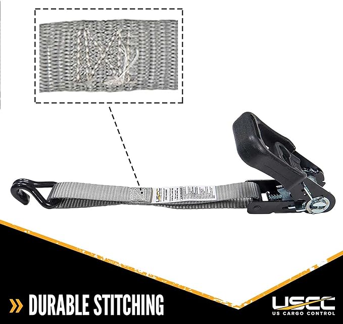 US Cargo Control 1 Inch Wide by 10 Foot Long Rubber Coated Ratchet Strap with Vinyl Coated Wire Hooks, 4 Pack