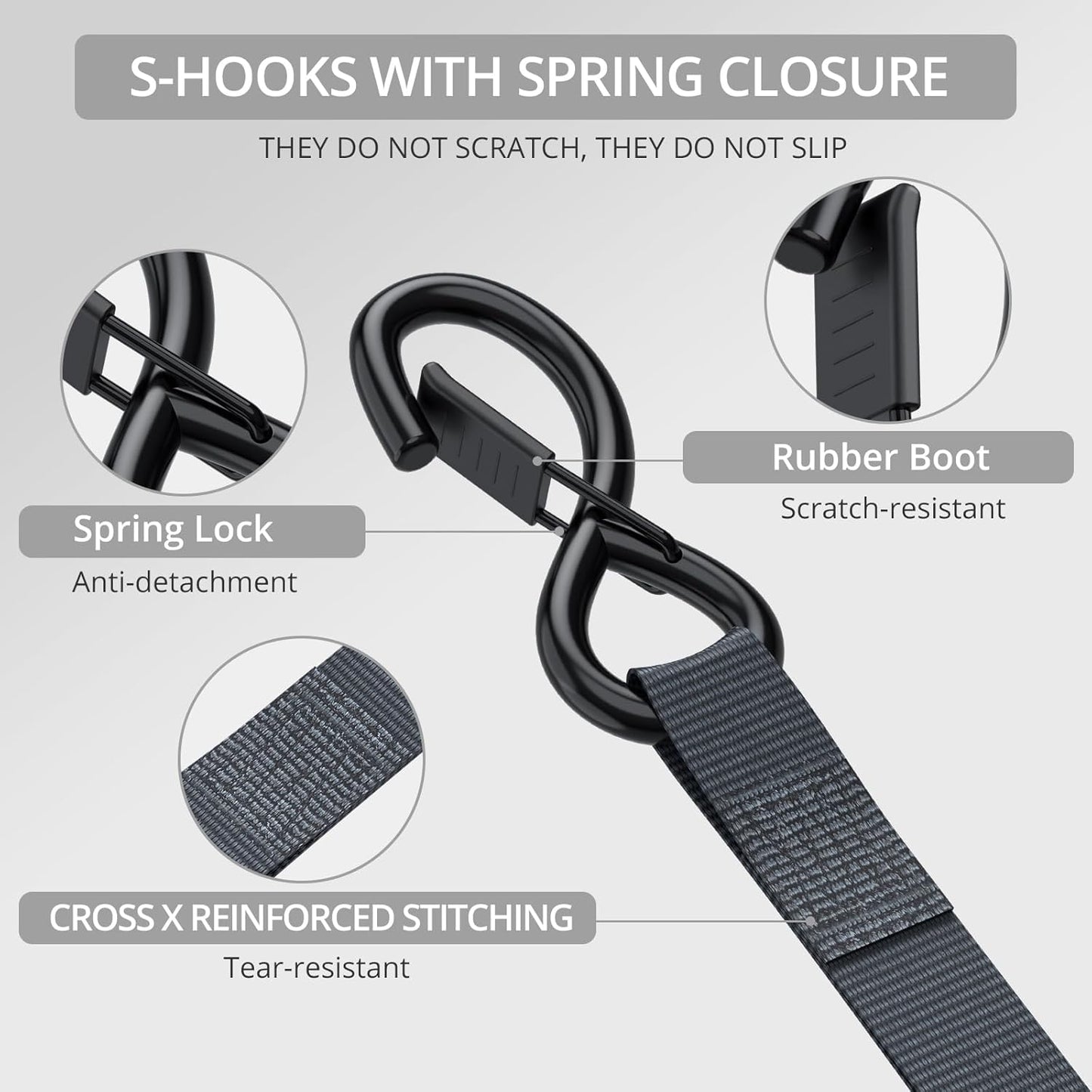 Justech 4 Pack Retractable Ratchet Straps, 1 in x 11.6 ft-1411 lbs Break Strength, Heavy Duty Auto Ratchet Tie Down Straps with Soft Loops & Storage Bag for Motorcycle, Truck, Trailer, Cargo Van, Boat