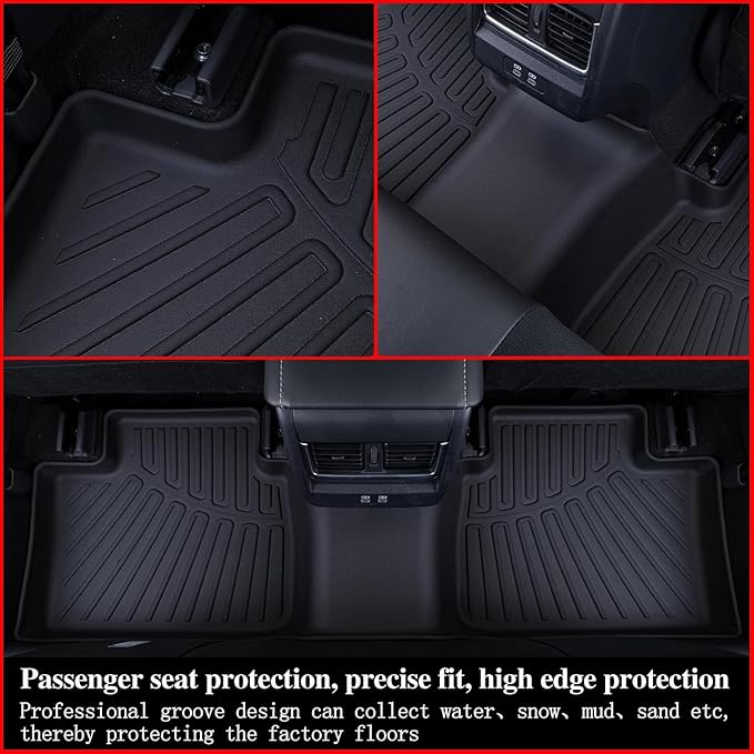 Floor Mat for 2025 Nissan Armada Only Suit for 8 Seats, TPE All Weather Protection Floor Liners & Cargo Liners Velcro Covering The Backrest (for 2025 Nissan Armada-8)