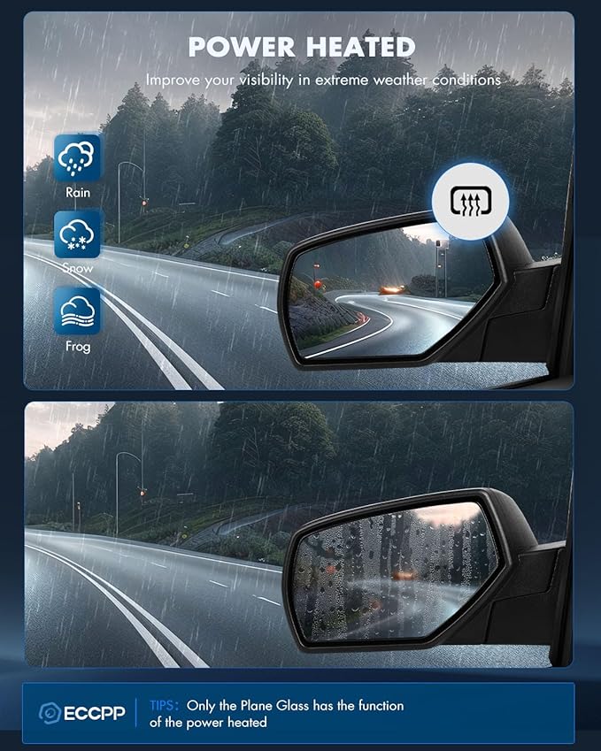 ECCPP Towing Mirrors Tow Mirrors Fit For 2014-2018 For Chevy For Silverado For GMC For Sierra A Pair With Power Heated Turn Signal On Cover Clearance lamp Puddle light Manual Folding Black Texture