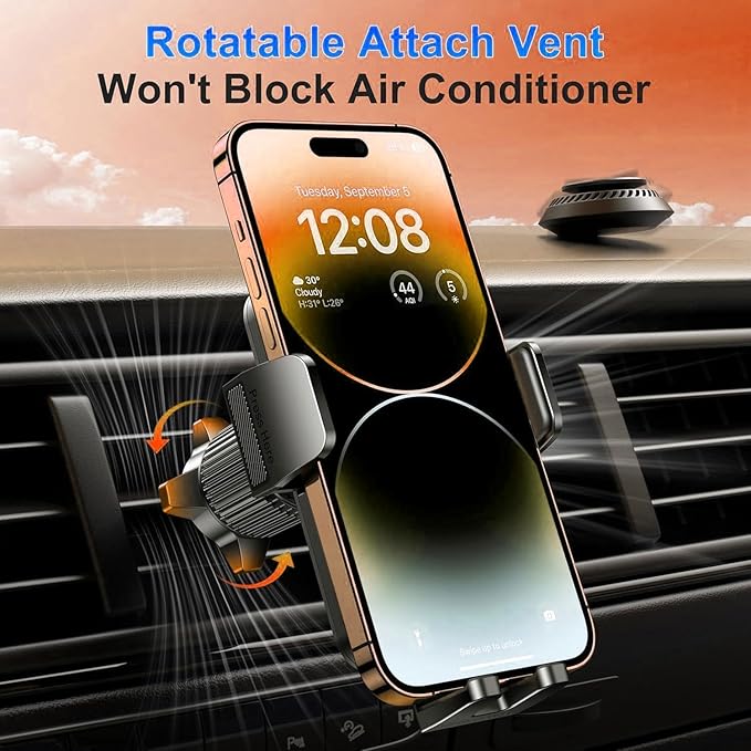 Qifutan Cell Phone Holder [Never Fall Upgrade Clip] Phone Holder Car Automobile Air Vent Hands Free for Car Fit Car Phone Holder Mount for All for iPhone Android Smartphone