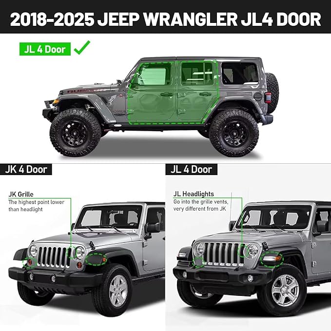 Running Boards Compatible with 2018-2026 Jeep Wrangler JL 4 Door. Wrangler JL Running Boards Step Bars and Black Side Steps Step Bars.