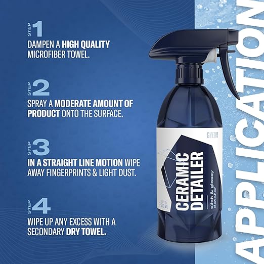 GYEON Ceramic Detailer SiO2 Spray Gloss Enhancer Hydrophobic Quick Detailer Paint Coating Maintenance Water Repellent Slick Finish Easy Spray-on protectant for car Motorcycle Exterior Surfaces