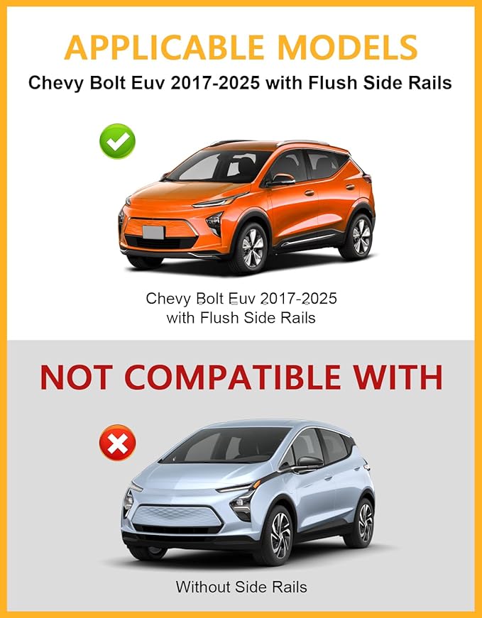 Tuyoung 220lbs Roof Racks Cross Bars Compatible with Chevrolet Chevy Bolt EUV 2017-2025 Bolt-EUV, Heavy Duty Aluminum Crossbar Roof Rail Cargo Carrier Rooftop Car Black Accessories