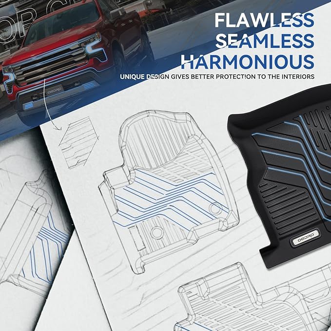 OEDRO Upgraded Floor Mats Fit for 2019-2026 Chevrolet Silverado 1500/GMC Sierra 1500 & 2020-2026 Chevy Silverado/GMC Sierra 2500HD/3500HD Crew Cab w/Rear Under seat Storage Box, Front Bucket Seating