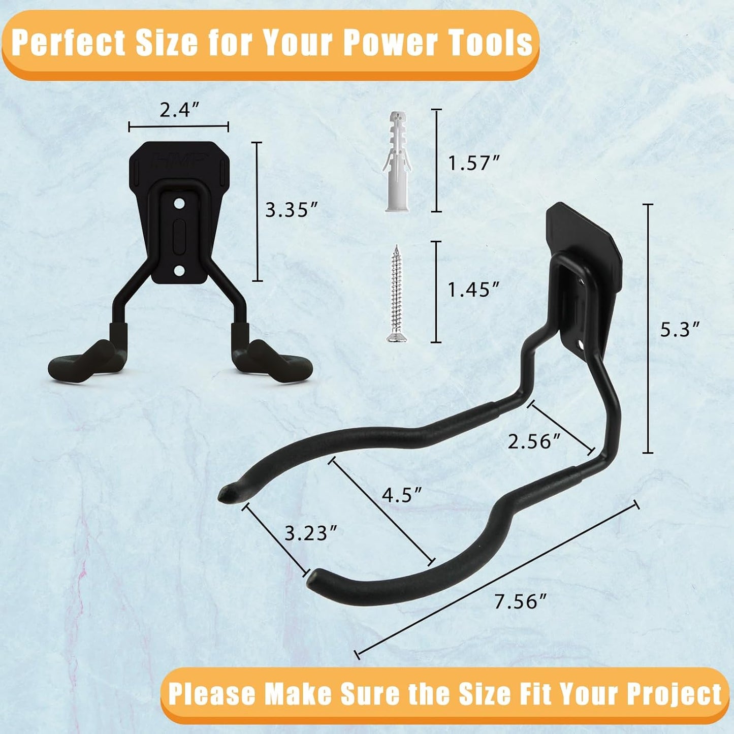 String Trimmer Hanger, Weedeater Rack, Garage Wall Power Tool Hooks, Utility Hooks for Tool Organizers and Storage 3 Pcs