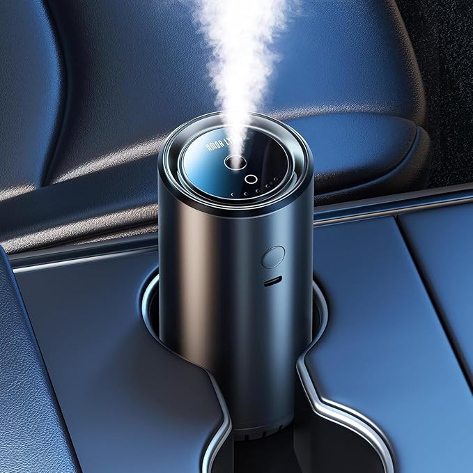 Smart Car Air Freshener Diffuser, Car Diffuser Air Fresheners Long Lasting with 100ml Perfume Last 6 Months, RGB Music Syncing Light, Auto On/Off Intelligent, 5 Adjustable Rechargeable Aroma Diffuser