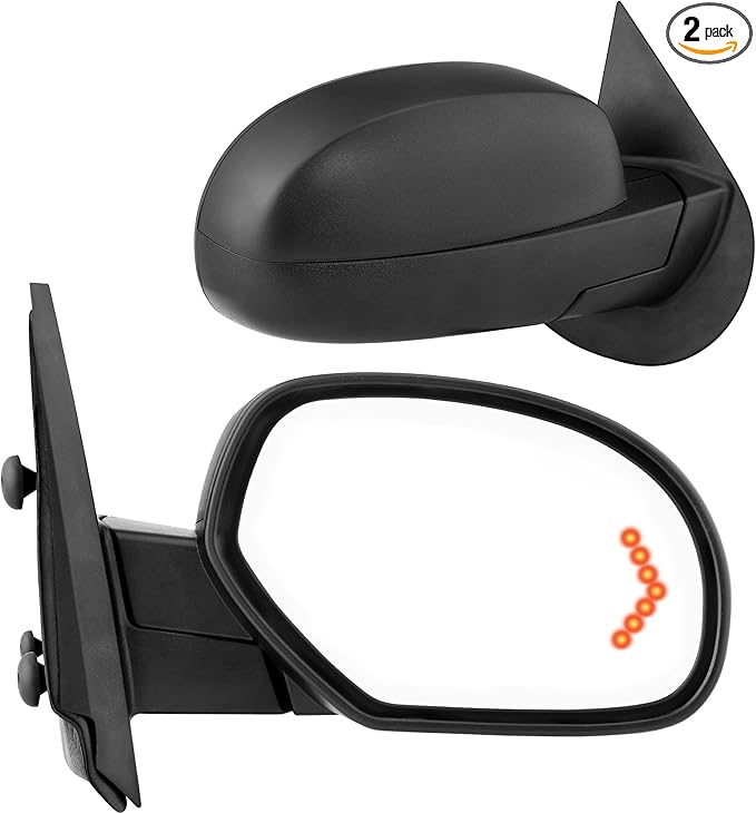 AUTOSAVER88 Towing Mirrors Compatible with 2007-2013 Chevy Silverado GMC Sierra 1500 Yukon 2500, Power Adjustable Tow Mirror Pair Set with LED Arrow Signal Puddle Light Folding