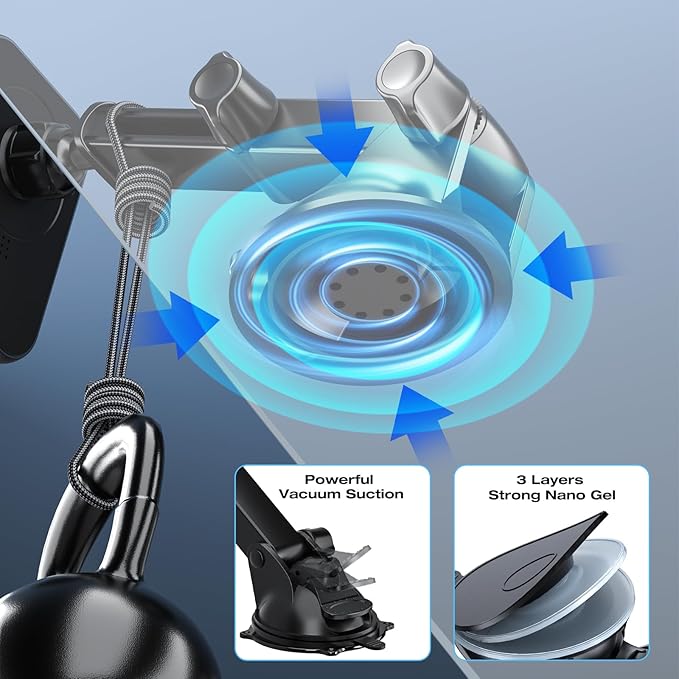 for MagSafe Car Mount Charger, (15W Fast Charging) Magnetic Wireless Charging Phone Holder Fits iPhone 16/15/14/13/12 Pro Max Plus/MagSafe Case on Dash/Windshield/Air Vent/Desk Bumpy Roads