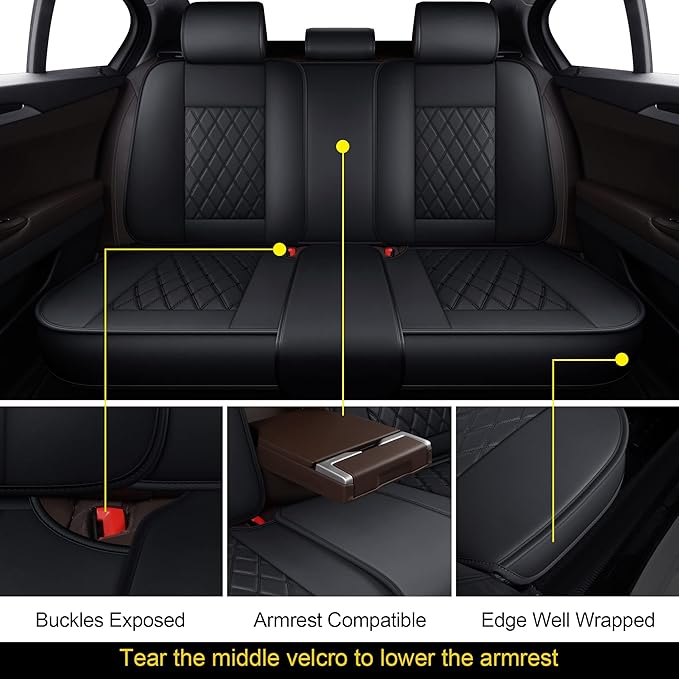 MIROZO Seat Covers Full Set,Car Seat Covers Black Car Seat Protector Waterproof Automotive Seat Covers fFront and Back Fit for Most Sedan, Truck and SUV for Elantra Sonata CRV Accord Chevy Equinox