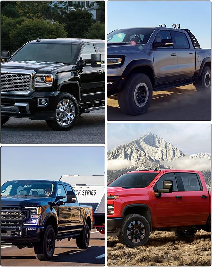 ECCPP Towing Mirrors Compatible With 2003-2006 For Chevy Silverado 2003-2006 For GMC Sierra With Power Heated Turn Signal Light switchback light on cover Back up lamp Black Texture