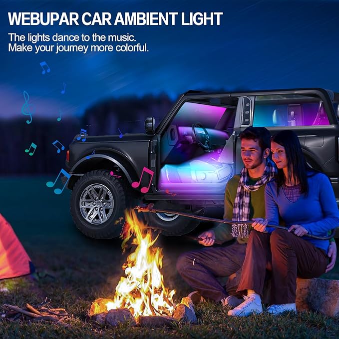 Dreamcolor Acrylic Interior Car Light 10 in 1 Automotive Ambient Light Kits with APP Control 16 Million Color 175 inches Fiber Optic Car LED Strip Light, RGB Music Sync Neon Car Lighting