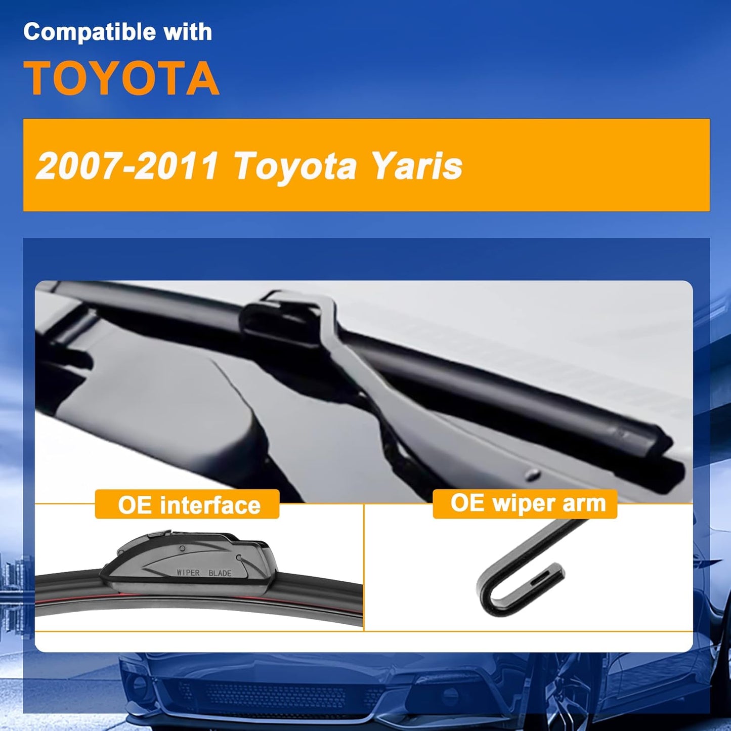 Windshield Wiper Blades Replacement for Toyota Yaris 2007 2008 2009 2010 2011 Original Factory Quality Front Rear Wipers Blade Set for My Car - 26" 14" 12" (Pack of 3)