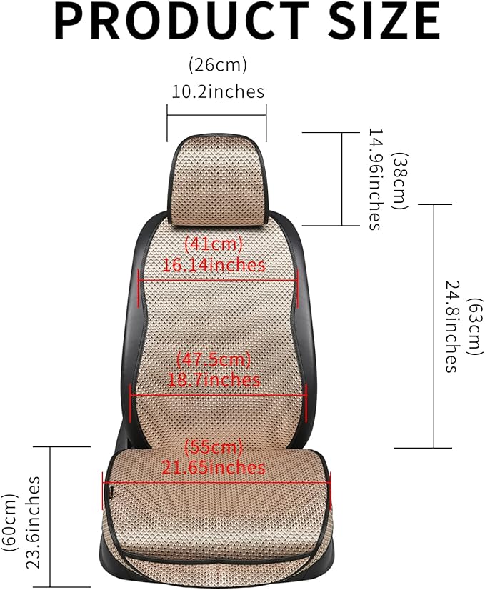 Auto Newer Car Seat Cover,Breathable Front Car Seat Cushion,Comfortable Car Seat Protector,Anti-Slip and Full Wrap Driver Car Seat Protector with Storage Pocket,Universal All Seasons(Beige,2PCS)