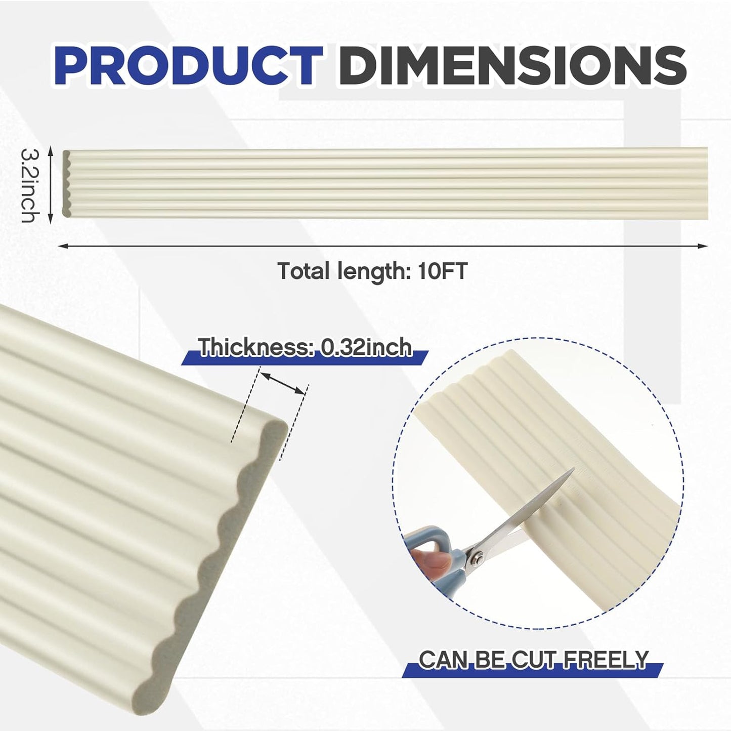 Garage Wall Protector 3.15in x 10ft Self-Adhesive Rubber Bumper Protectors Strip for Car SUV Doors Waterproof Anti-Scratch Wall Bumper Guard for Garage Car(Beige)