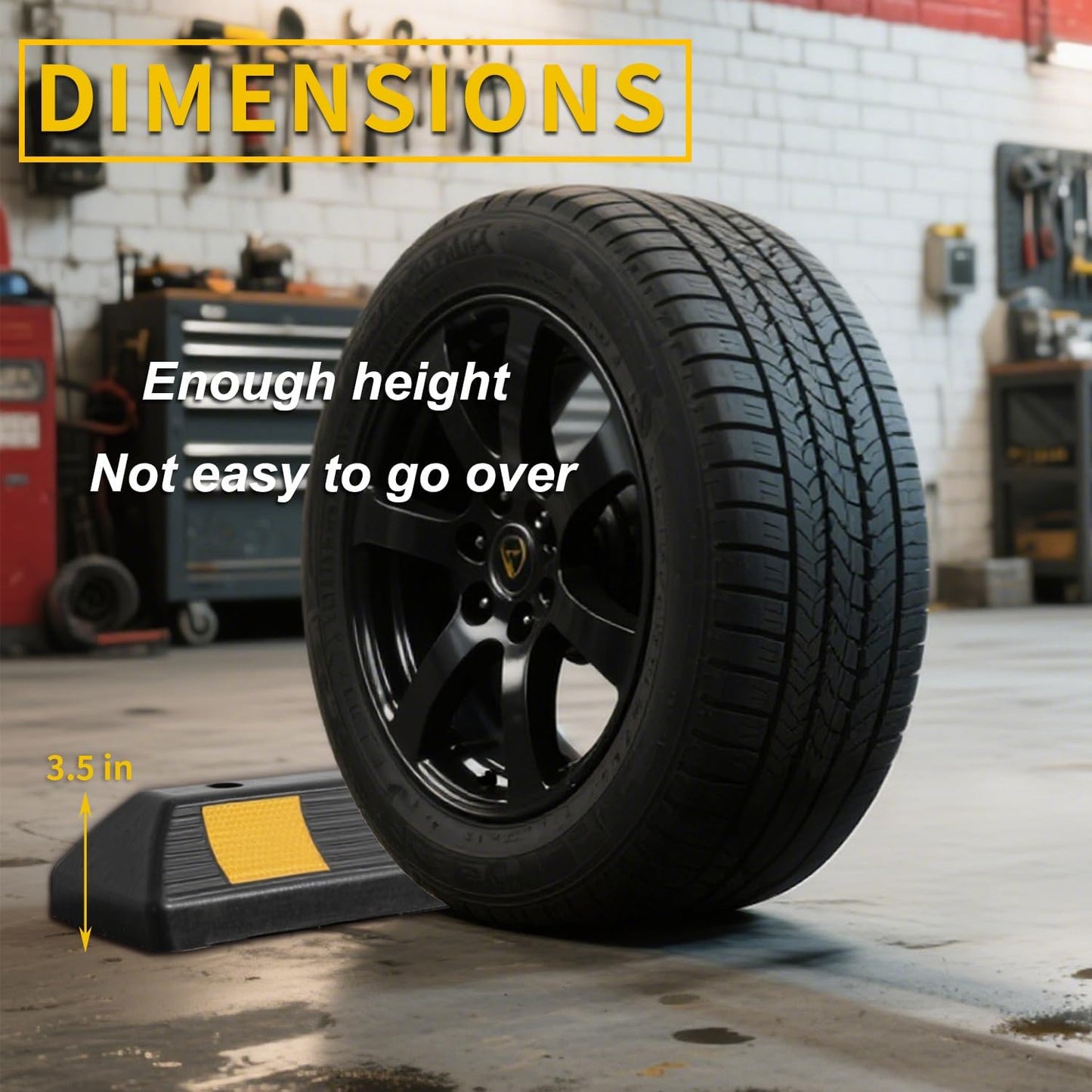 Parking Stopper for Garage Floor, Heavy Duty Rubber Car Wheel Curb Stoppers Bumpers Block for Your Vehicle, Parking Aid Gadgets Tire Stops for Home Garage Wall, Parking Lot & Driveway 1 Pack