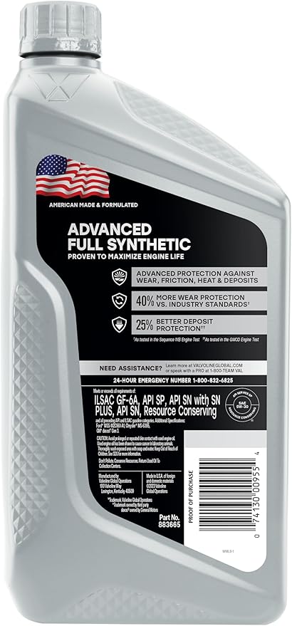 Valvoline Advanced Full Synthetic SAE 5W-30 Motor Oil 1 QT