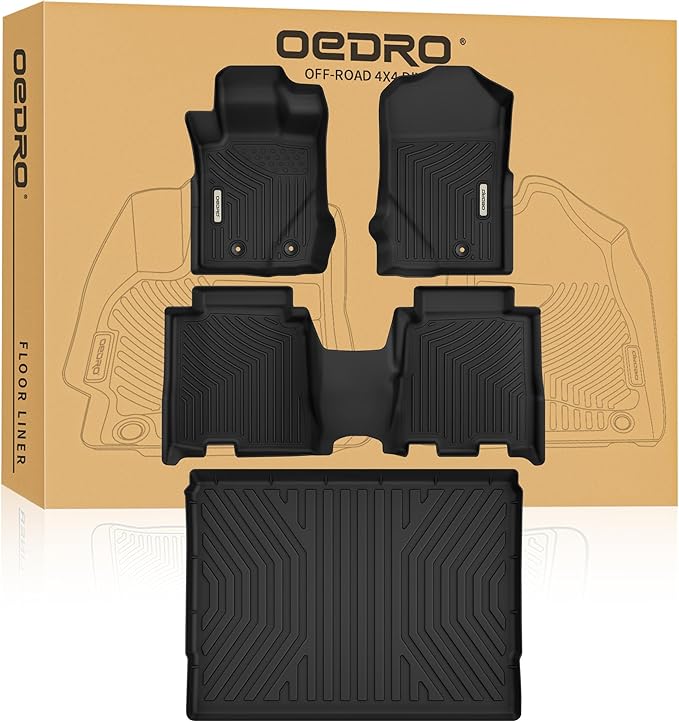 OEDRO Floor Mats Set for 2021-2025 Ford Bronco, Custom Fit All Weather Front & Rear Row Trunk Liners Car Floor Mats Set (Only fits 4-Door Models)