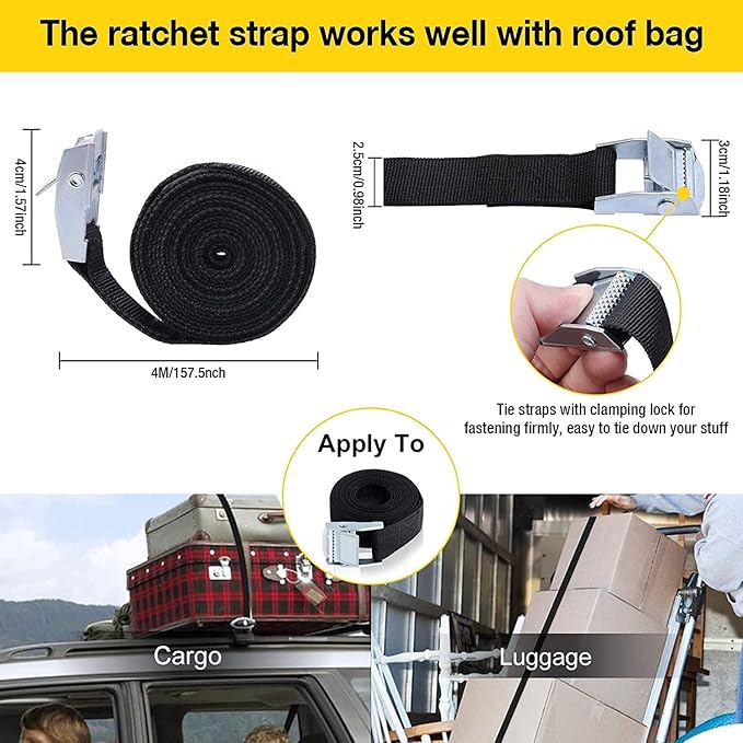 Car Roof Bag Rooftop Cargo Carrier, 21 Cubic Feet Waterproof Roof Luggage Cargo Carrier Bag with Anti-Slip Mat for All Cars Vehicles SUV with/Without Rack (with 2PCS 4M Ratchet Straps)
