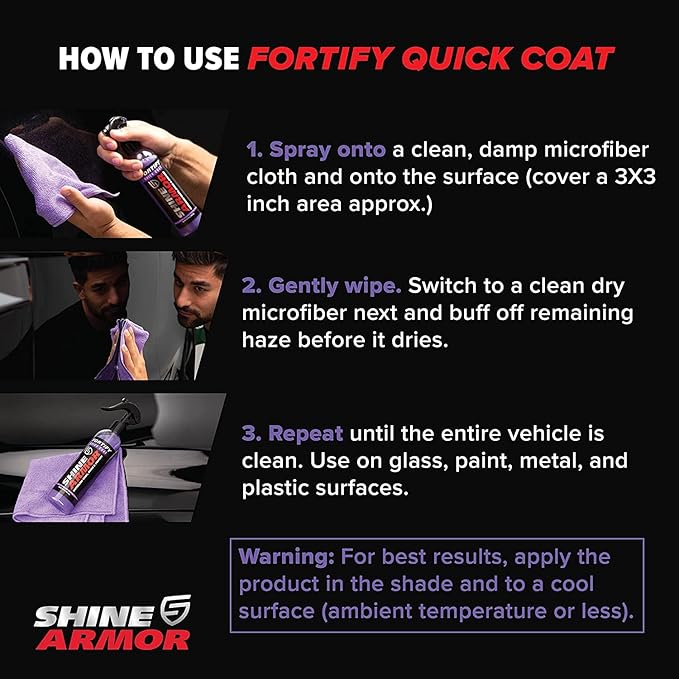 Car Wax Spray and Ceramic Coating for Cars - 3 in One Waterless Car Wash and Detailing for Maximum Shine - High Gloss Top Coat, Protective Auto Wax - 16FlOz by Shine Armor