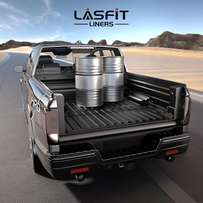 LASFIT Truck Bed Mat for Honda Ridgeline 2026 2025 2024 2023 2022 2021 2020 2019 2018 2017 5.3FT (64.0 in) Bed Mat, TPE All Weather Custom Fit Truck Cargo Bed Liner, Black