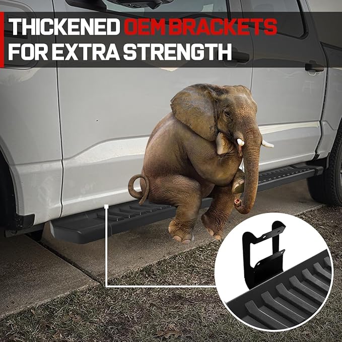 COMNOVA Pair Running Board Nerf Bar Compatible with 17-25 Ford F250 Superduty Super Cab（3/4 Size Rear Doors） Rocker Slider Side Steps,Width 6 Inches V Style.with OE Style Brackets.