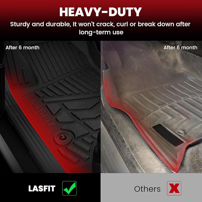 LASFIT Floor Mats for Chevrolet Chevy Silverado EV RST (Not Fit WT/LT/2026 Trail Boss) 2024-2025 & GMC Sierra EV Denali (Not Fit Elevation/AT4) 2024-2026, All Weather TPE Custom Fit Floor Liners