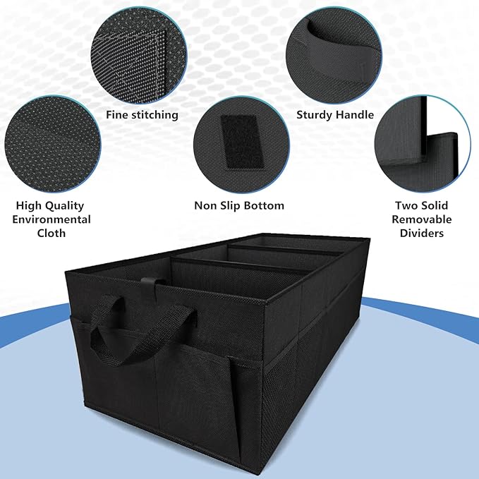 MIU COLOR Trunk Organizer for Car, Car Organizer, 12 Pockets Trunk Organizer for SUV, Durable Oxford, Non-Slip Bottom, Trunk Storage Organizer for Sedans, Van, Jeep, Grocery, Large 3 Compartments