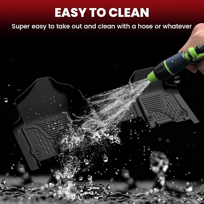 LASFIT Floor Mats for Ram 1500 Crew Cab 2019-2024 Bench Seat (NOT for Bucket Seat) Without Rear Under-Seat Factory Storage 4 Full Size Doors, All Weather TPE Custom Fit 1st & 2nd Row, Black