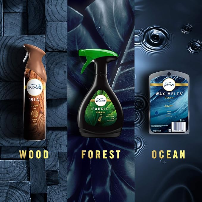 Febreze Car Air Fresheners, Wood Scent, Odor Eliminator Vent Clips (2 Count)