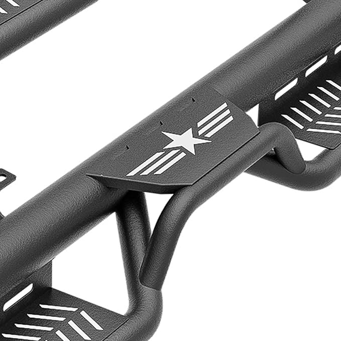 Three Raised Steps Running Boards Compatible with 2019-2025 Chevy Silverado & GMC Sierra 1500, 2020-2025 Chevrolet Silverado/GMC Sierra 2500 3500 HD Double/Extended Cab Side Step Nerf Bar