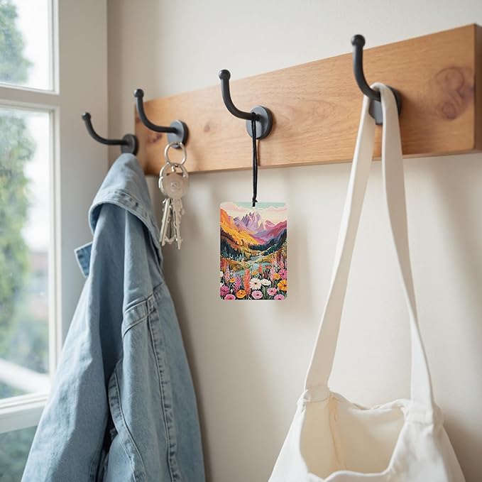 Maximalist Boho Floral Mountain Car Air Freshener 4 Pcs, Boho Abstract Eclectic Flower Hanging Air Freshener for Cars Closet Drawer Books, Cute Flower Car Accessories for Women