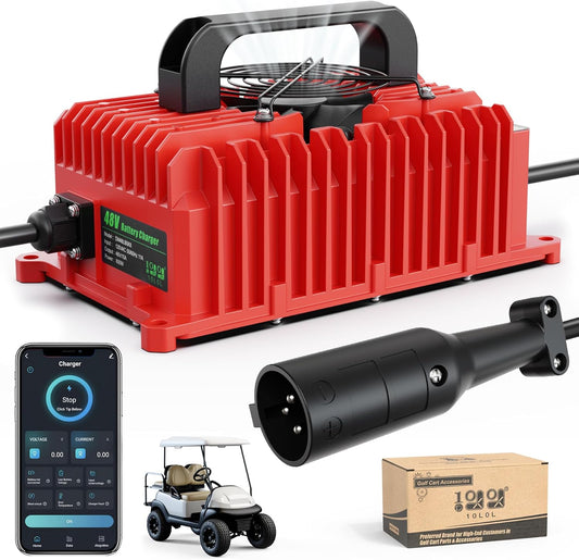 10L0L 15 Amp 48 Volt Golf Cart Charger for Club Car DS Precedent, Smart Golf Cart Battery Charger, 3 Battery Types Support, Battery Repair, Automatic Power Recharge, IP67 Waterproof