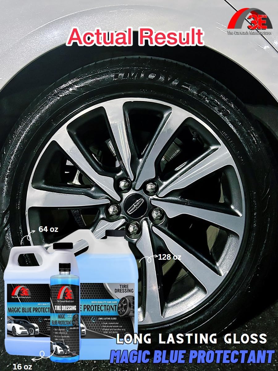 Magic Super Blue Tire Shine Protectant 128 Fl Oz – Long Lasting High Gloss Dressing for Vinyl, Rubber & Plastic - Silicone based Formula – Safe for Cars, Trucks, RVs, & More (1 Gallon)