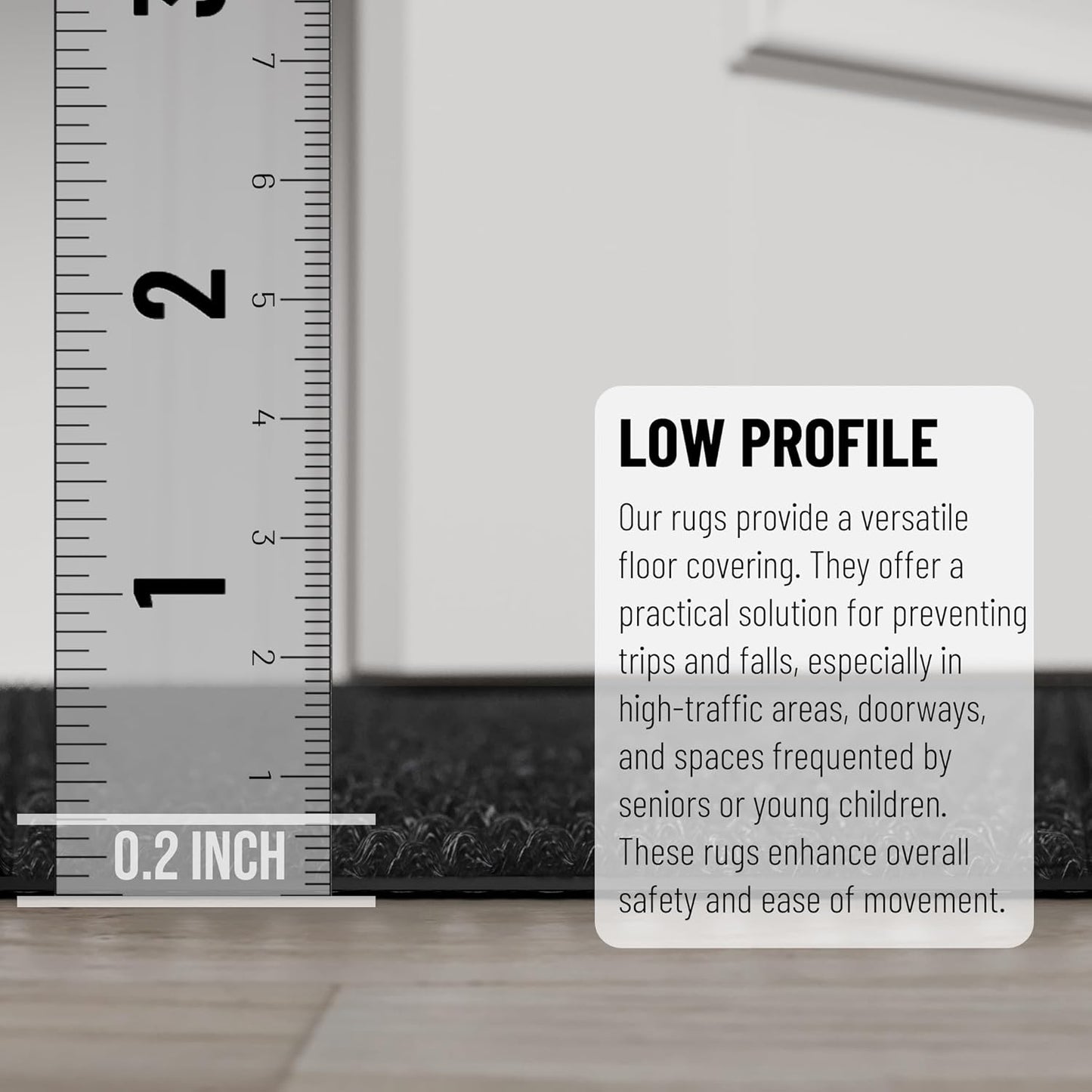 Ottomanson 2'7" x 39' Hallway Runner with Scraper Pile - Extra Durable Non-Slip Rug Mat for Indoor & Outdoor Use - Ideal for Kitchen, Entryway & Garage - High-Traffic Carpet, Black