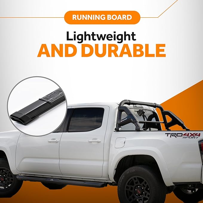KEKO Running Board Compatible with Tacoma - Crew Cab 2016-2025 - Truck Side Steps, Nerf Bars for Trucks - Anti-Slip Stepping Plates, Easy Install, Truck Accessories - 6005 T6 Aluminum & Alloy Steel